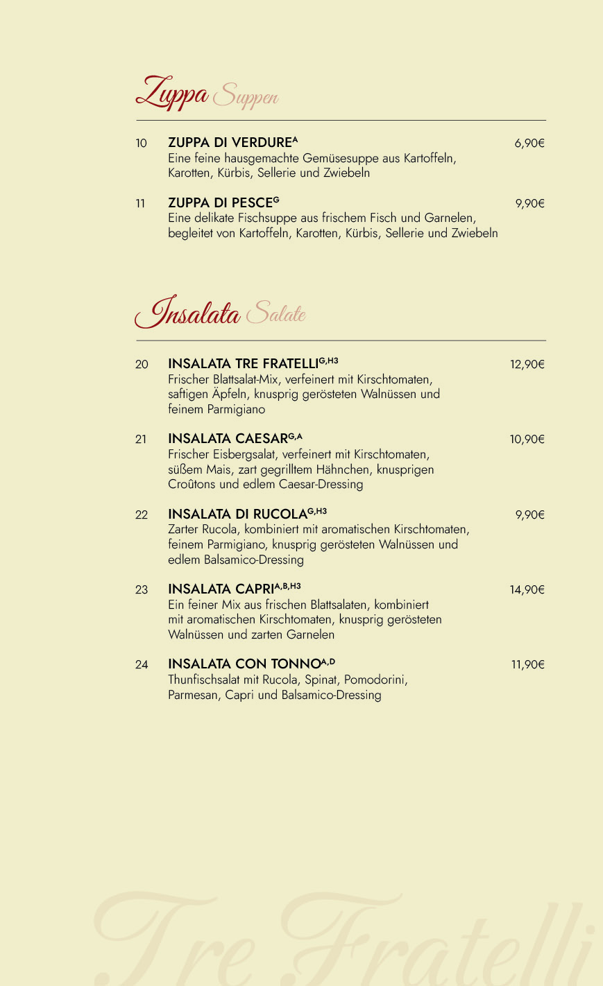 Tre Fratelli Ristorante Torgelow Speisekarte 3
