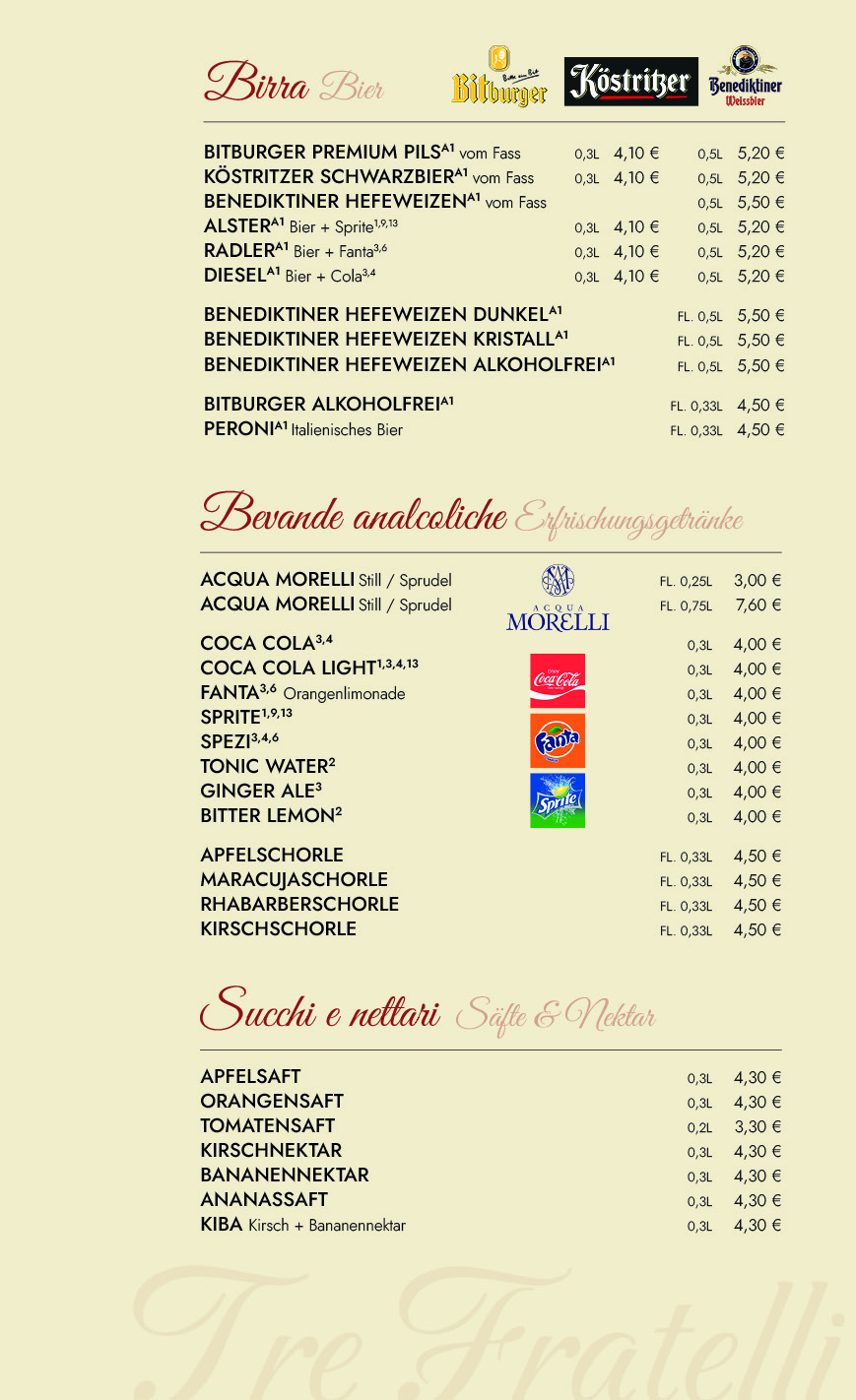 Tre Fratelli Ristorante Torgelow Speisekarte 7